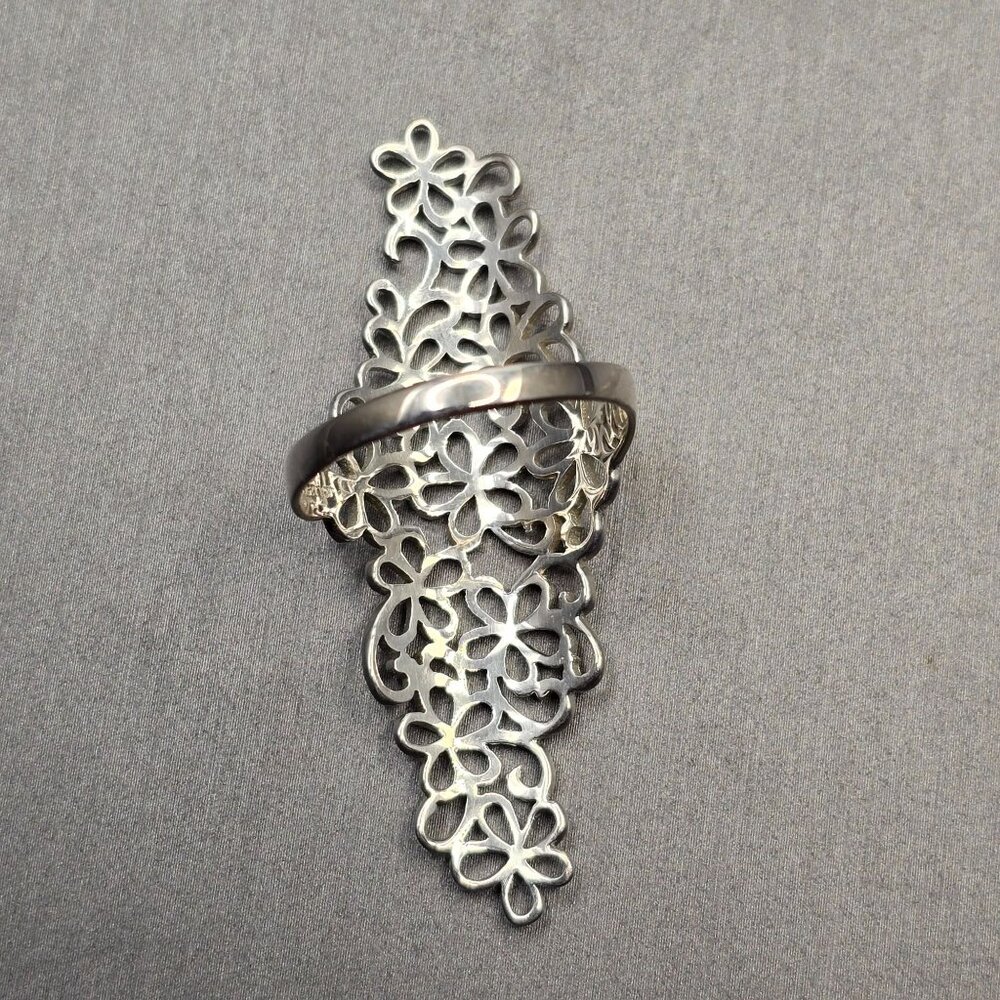 VTG Sterling Silver Floral Lace Ring Size 10 Full Finger Signed JCM - Picture 3 of 11